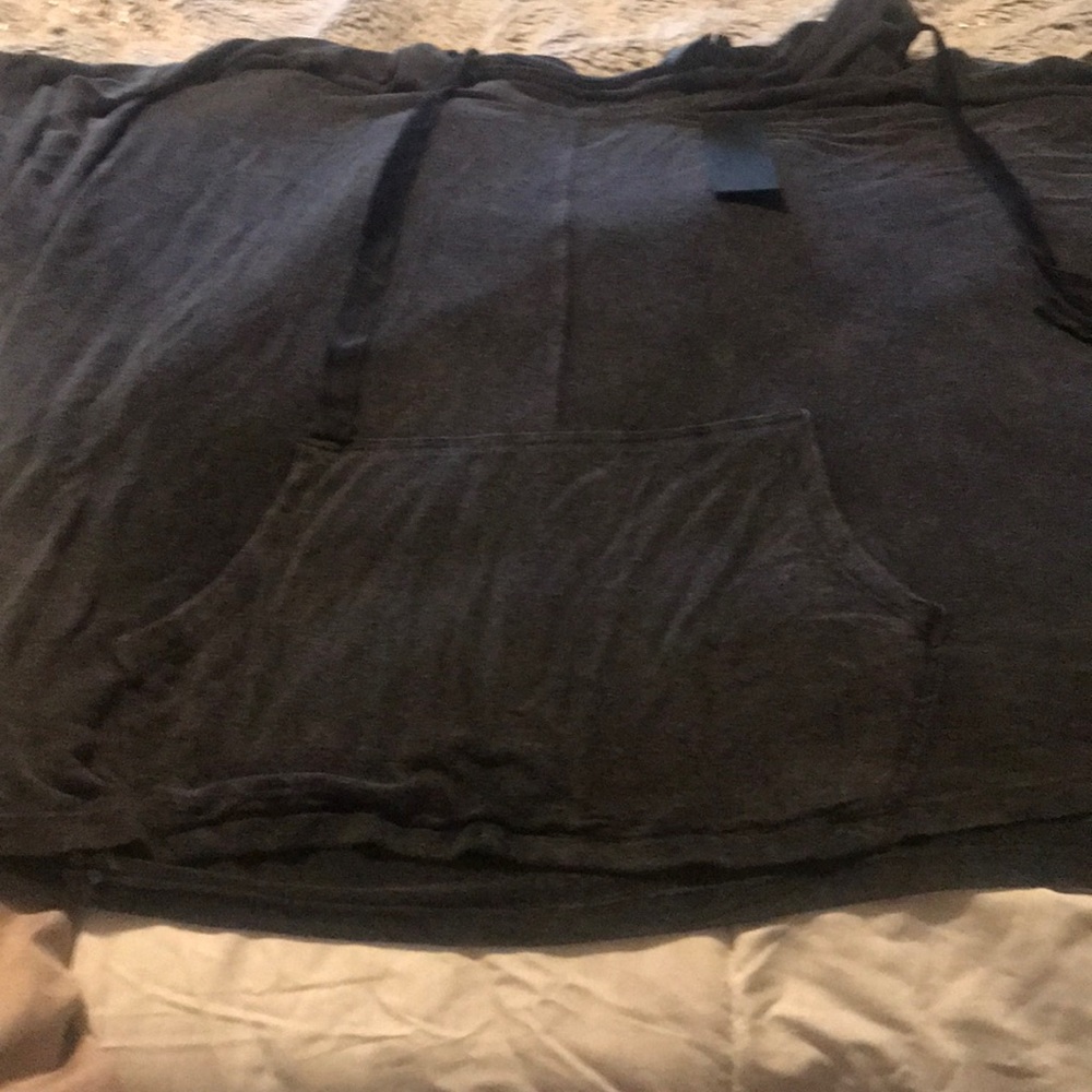 Grey Mono b oversize poncho top with hoodie NWT